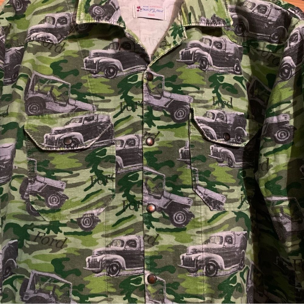Vintage Camo Ford Truck Button Up Flannel Large - Picture 3 of 5